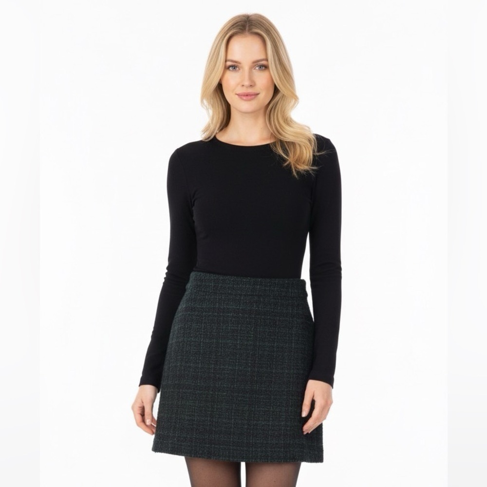 LEITH size XLarge green & black tweed skirt;new